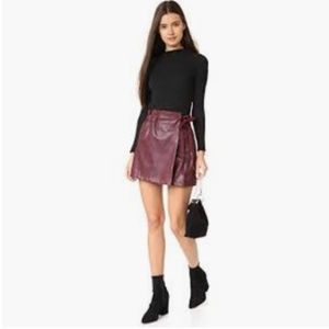 Line & Dot Ox Blood Vegan Leather Skort